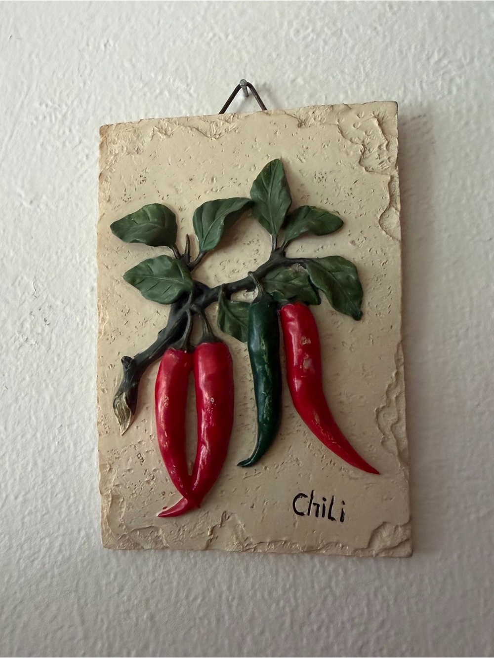 Vintage Vegetable Kitchen Wall Plaque Red Thai Chili Peppers Spicy Wall Art